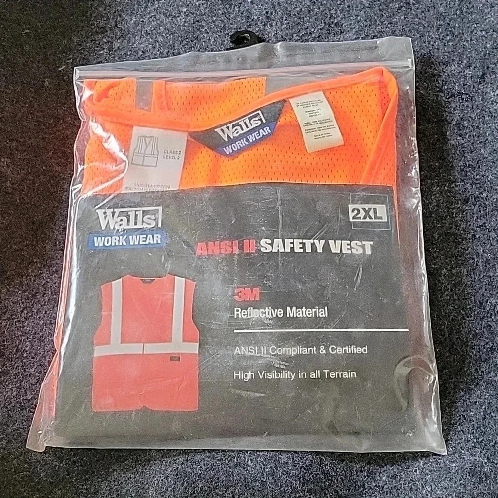 Reflective Safety Vest Orange Hi Viz New